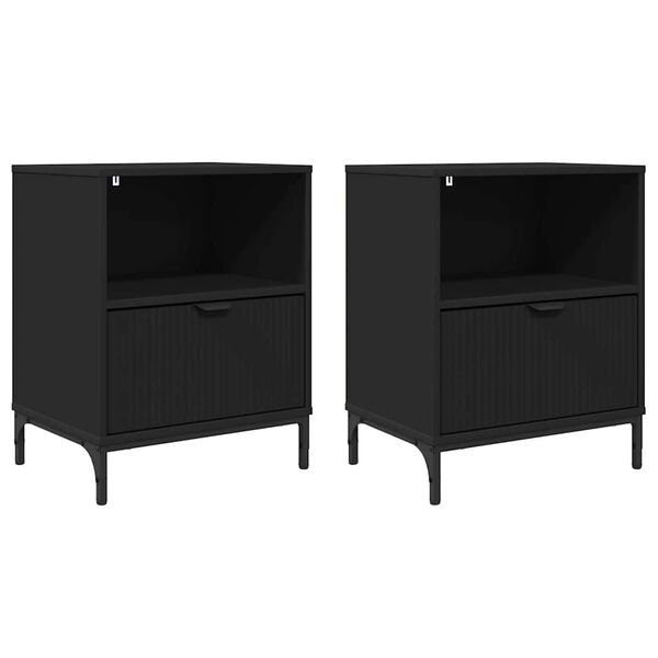 vidaXL Nočn&iacute; skř&iacute;ňka 2 pcs Čern&aacute; 49 x 36 x 61 cm Kompozitn&iacute; dřevo
