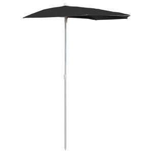 vidaXL Zahradn&iacute; půlkruhov&yacute; slunečn&iacute;k s tyč&iacute; 180 x 90 cm čern&yacute;