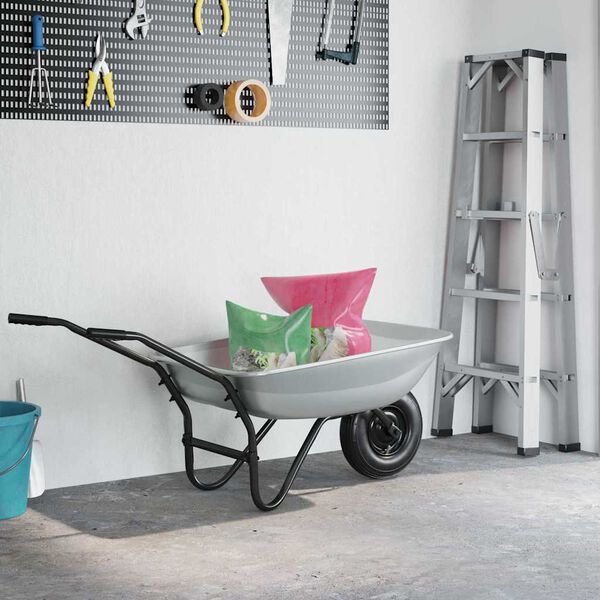 vidaXL N&aacute;hradn&iacute; t&aacute;cek na kolečko Stř&iacute;brn&aacute; 80 x 60 x 25 cm Ocel