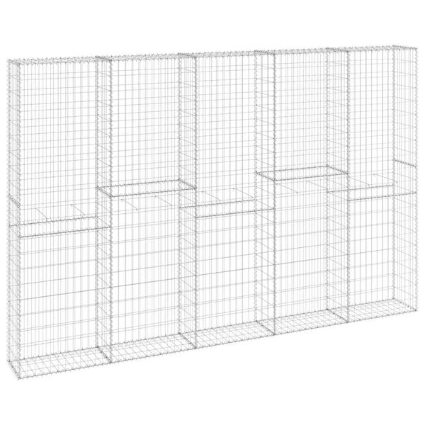 vidaXL Gabionov&aacute; zeď s v&iacute;ky pozinkovan&aacute; ocel 300 x 30 x 200 cm