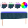 vidaXL Čelo postele s LED tmavě modr&eacute; 200x5x78/88 cm samet
