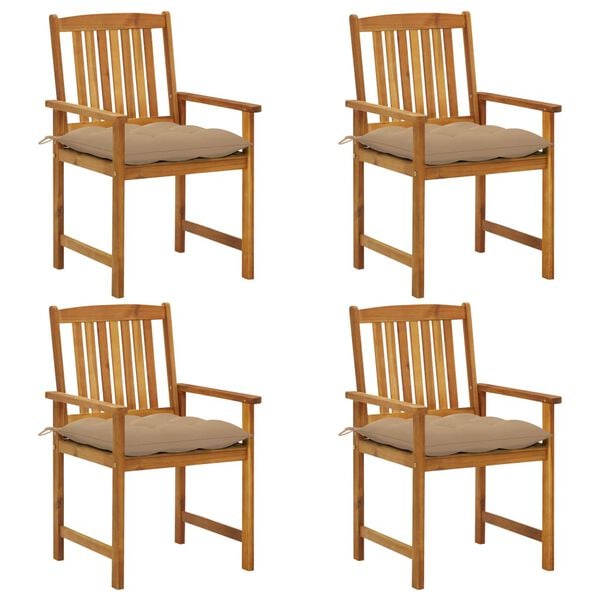 vidaXL Zahradn&iacute; židle s podu&scaron;kami 4 ks masivn&iacute; ak&aacute;ciov&eacute; dřevo