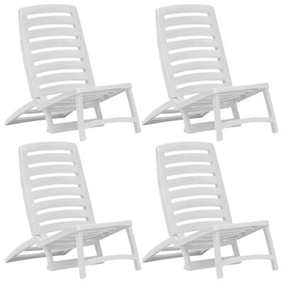 vidaXL Dětské skládací plážové židle 4 ks plastové bílé