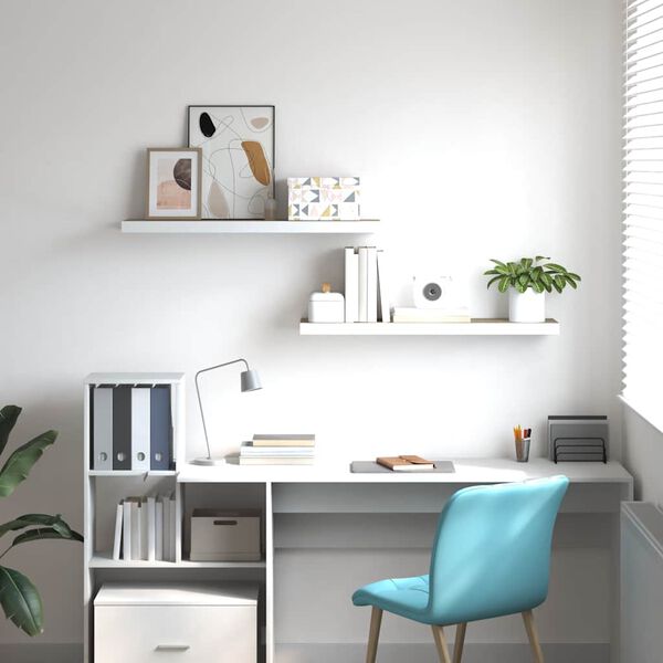 vidaXL Plovouc&iacute; n&aacute;stěnn&eacute; police 2 ks dub a b&iacute;l&eacute; 90x23,5x3,8 cm MDF