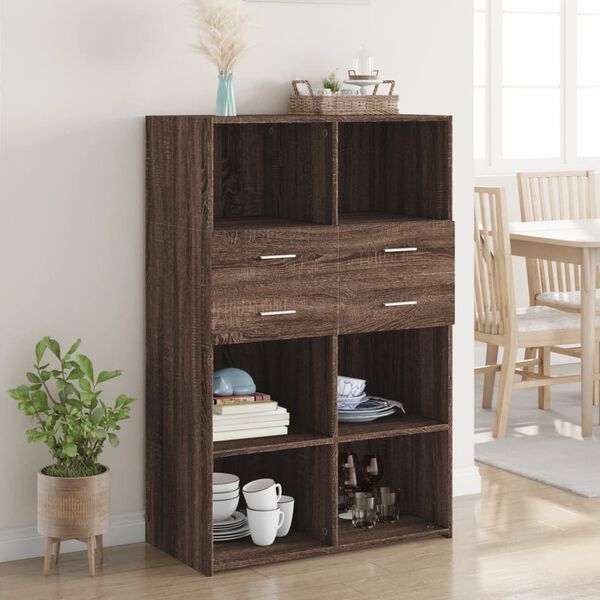 vidaXL Skř&iacute;ň highboard hněd&yacute; dub 80 x 42,5 x 124 cm kompozitn&iacute; dřevo