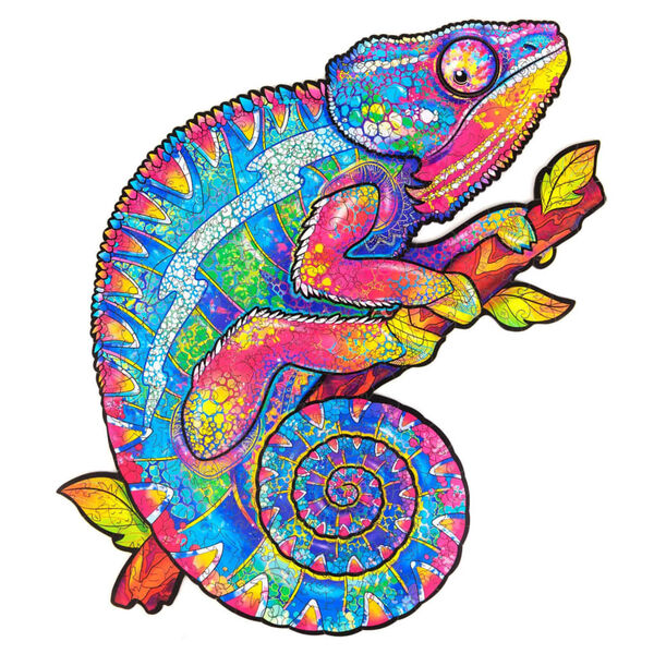 UNIDRAGON 314d&iacute;ln&eacute; dřevěn&eacute; puzzle Iridescent Chameleon 31 x 41 cm