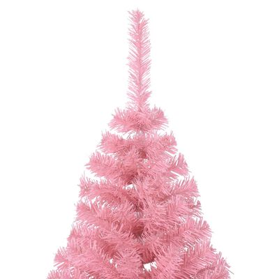 vidaXL Umělý poloviční vánoční stromek se stojanem růžový 210 cm PVC