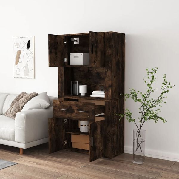 vidaXL Skř&iacute;ň highboard kouřov&yacute; dub kompozitn&iacute; dřevo
