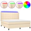 vidaXL Box spring postel s matrac&iacute; a LED kr&eacute;mov&aacute; 180x200 cm textil