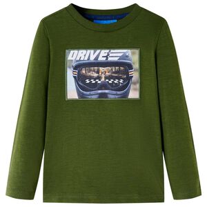 Dětsk&eacute; tričko s dlouh&yacute;m ruk&aacute;vem tmavě khaki 104