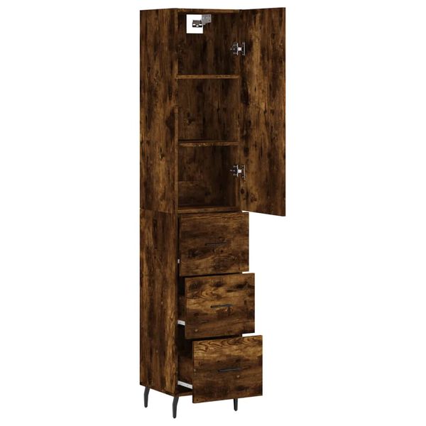 vidaXL Skř&iacute;ň highboard kouřov&yacute; dub 34,5 x 34 x 180 cm kompozitn&iacute; dřevo