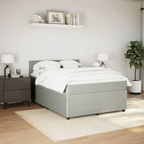 vidaXL Box spring postel s matrac&iacute; světle &scaron;ed&aacute; 160x200 cm samet