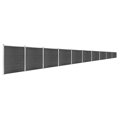 vidaXL Set plotového dílce WPC 1737 x 186 cm černý