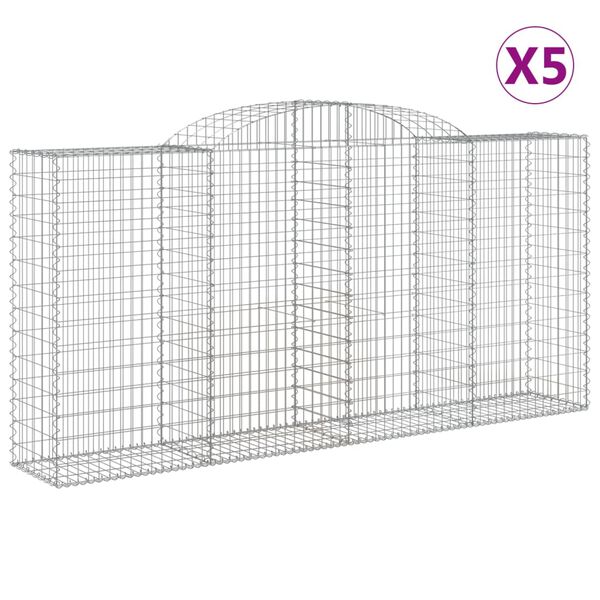 vidaXL Klenut&eacute; gabionov&eacute; ko&scaron;e 5 ks 300x50x140/160cm pozinkovan&eacute; železo