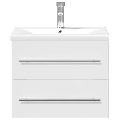 vidaXL Koupelnová skříňka se zápustným umyvadlem bílá s vysokým leskem
