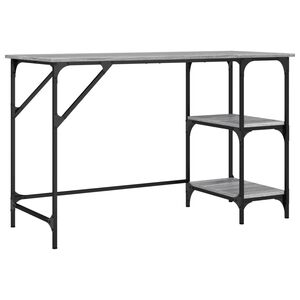 vidaXL Psac&iacute; stůl &scaron;ed&yacute; sonoma 120 x 50 x 75 cm kov a kompozitn&iacute; dřevo