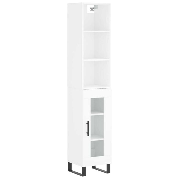 vidaXL Skř&iacute;ň highboard b&iacute;l&aacute; s vysok&yacute;m leskem 34,5x34x180 cm kompozit