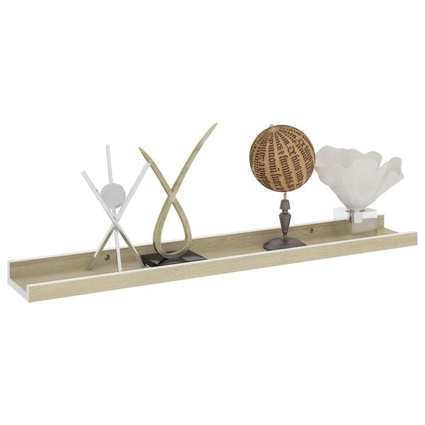 vidaXL Nástěnné police 2 ks bílé a dub sonoma 60 x 9 x 3 cm