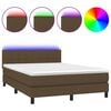 vidaXL Box spring postel s matrac&iacute; a LED tmavě hněd&aacute; 140x200 cm textil