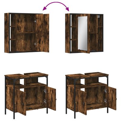 vidaXL 2dílný set koupelnového nábytku kouřový dub kompozitní dřevo