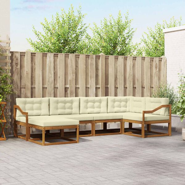 vidaXL Venkovn&iacute; pohovkov&aacute; souprava 6 pcs Přirozen&aacute; a Kr&eacute;mov&aacute;