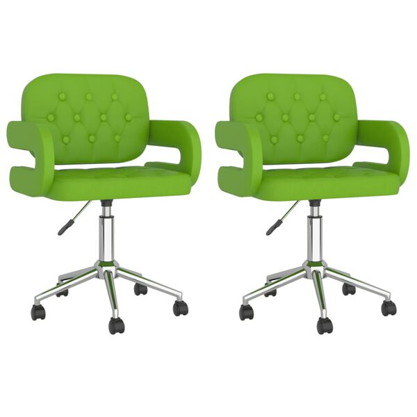 vidaXL Otočn&eacute; j&iacute;deln&iacute; židle 2 ks zelen&eacute; uměl&aacute; kůže