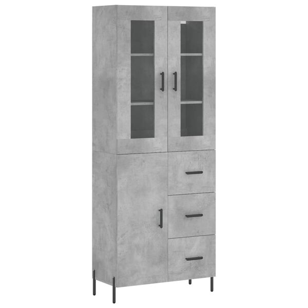 vidaXL Skř&iacute;ň highboard betonově &scaron;ed&aacute; 69,5x34x180 cm kompozitn&iacute; dřevo
