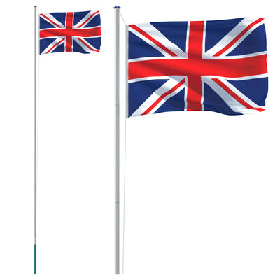 vidaXL Vlajka UK a stožár 6,23 m hliník