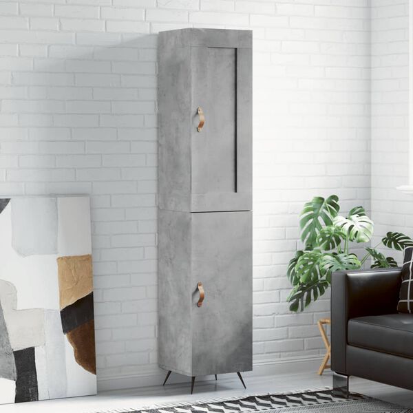 vidaXL Skř&iacute;ň highboard betonově &scaron;ed&aacute; 34,5x34x180 cm kompozitn&iacute; dřevo