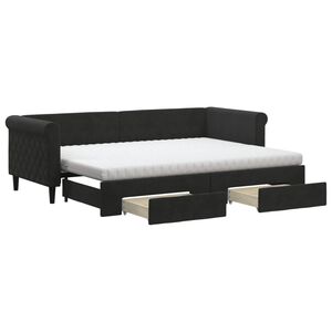 vidaXL V&aacute;lenda s přist&yacute;lkou a z&aacute;suvkami čern&aacute; 80 x 200 cm samet