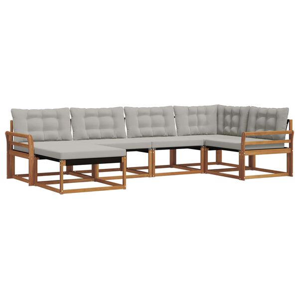 vidaXL Venkovn&iacute; pohovkov&aacute; souprava 6 pcs Př&iacute;rodn&iacute; a světle &scaron;ed&aacute;