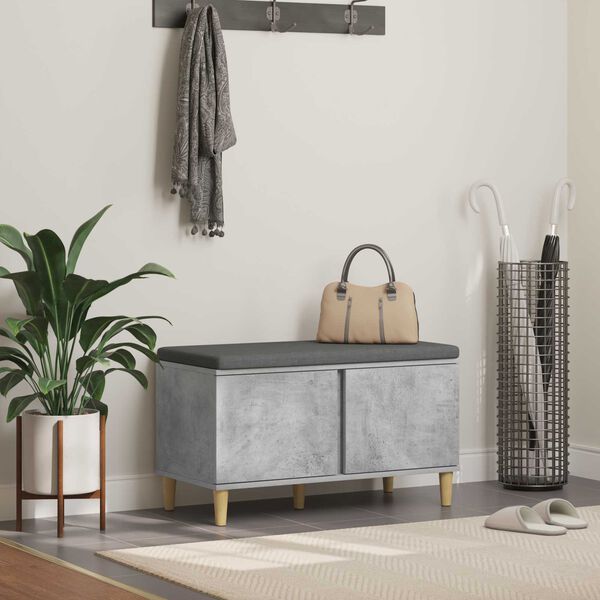 vidaXL Chodbičkov&aacute; lavice s pol&scaron;t&aacute;řem Betonově &scaron;ed&aacute; 60 x 38 x 46 cm