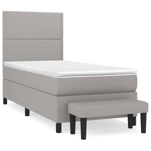 vidaXL Box spring postel s matrac&iacute; světle &scaron;ed&aacute; 90x190 cm textil