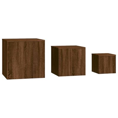 vidaXL Odkládací stolky 3 ks hnědý dub kompozitní dřevo