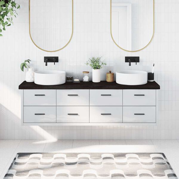 vidaXL Koupelnová deska tmavě hnědá 180x40x(2-6) cm ošetřený masiv