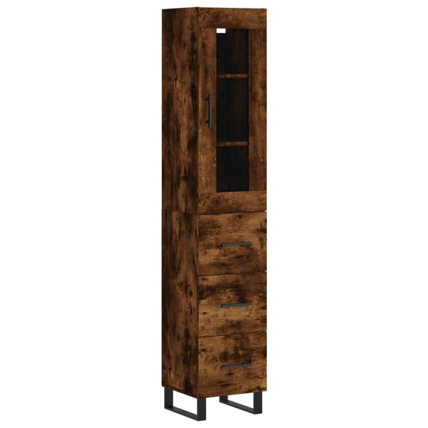 vidaXL Skř&iacute;ň highboard kouřov&yacute; dub 34,5 x 34 x 180 cm kompozitn&iacute; dřevo