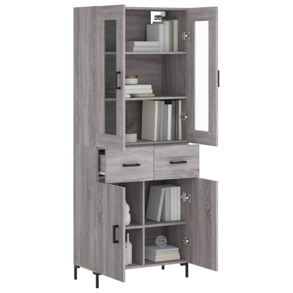 vidaXL Skříň highboard šedá sonoma 69,5 x 34 x 180 cm kompozitní dřevo