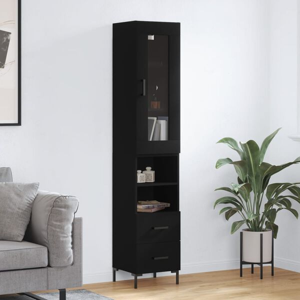 vidaXL Skř&iacute;ň highboard čern&aacute; 34,5 x 34 x 180 cm kompozitn&iacute; dřevo