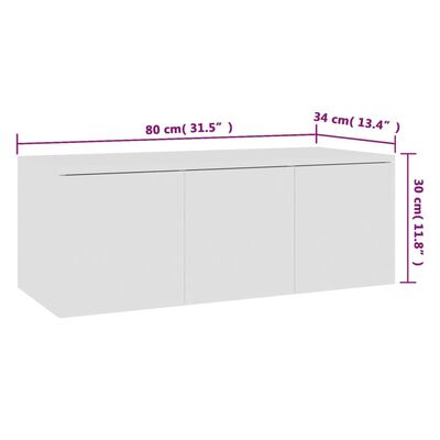 vidaXL TV stolek bílý 80 x 34 x 30 cm dřevotříska