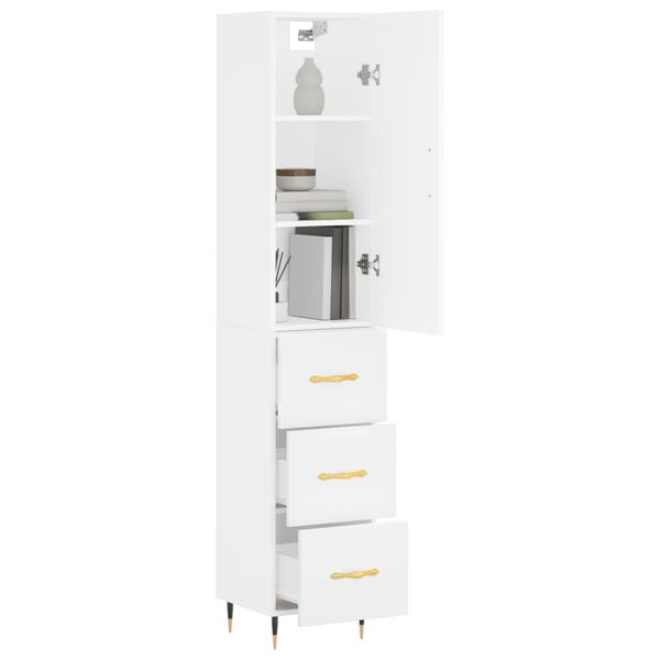 vidaXL Skř&iacute;ň highboard b&iacute;l&aacute; 34,5 x 34 x 180 cm kompozitn&iacute; dřevo