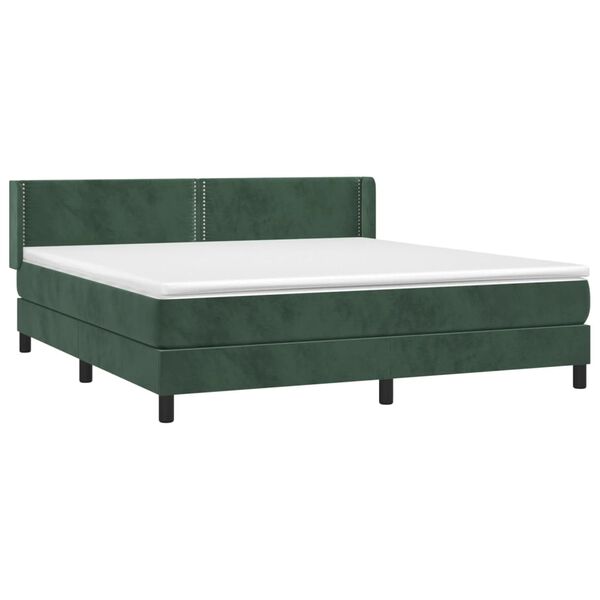 vidaXL Box spring postel s matrac&iacute; tmavě zelen&aacute; 180x200 cm samet