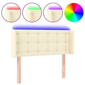 vidaXL Čelo postele s LED kr&eacute;mov&eacute; 93 x 16 x 78/88 cm uměl&aacute; kůže