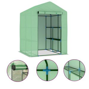 vidaXL Sklen&iacute;k s policemi ocel 143 x 143 x 195 cm