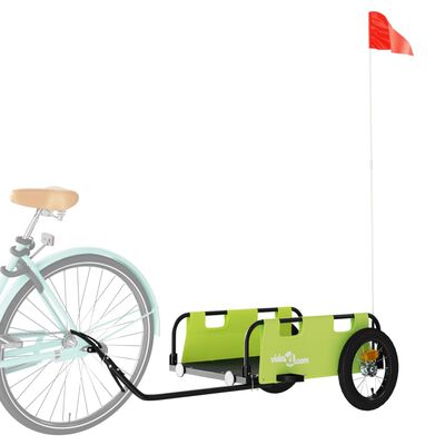 vidaXL Vozík za kolo zelený oxfordská tkanina a železo