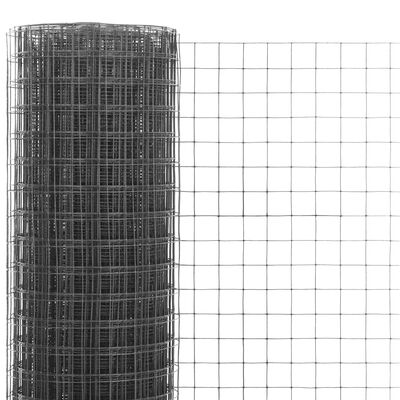 vidaXL Pletivo ke kurníku ocel PVC vrstva 25 x 1,5 m šedé