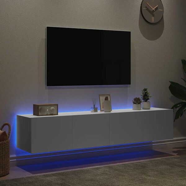 vidaXL N&aacute;stěnn&eacute; TV skř&iacute;ňky s LED osvětlen&iacute;m 2 ks b&iacute;l&eacute; 80 x 35 x 31 cm