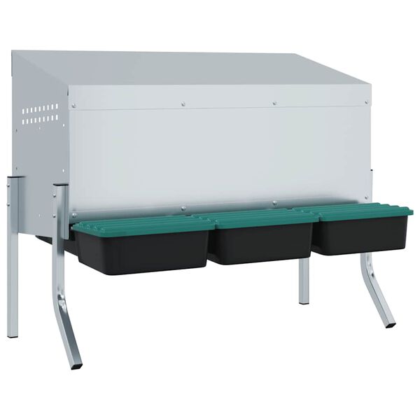 vidaXL Hn&iacute;zdo pro kuřata se 3 přihr&aacute;dkami a nohami, pozinkovan&aacute; ocel