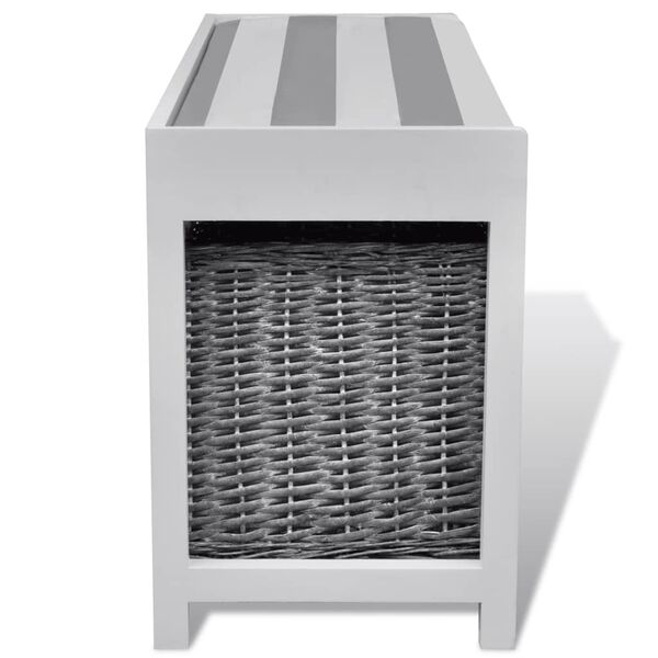 B&iacute;l&aacute; &uacute;ložn&aacute; předs&iacute;ňov&aacute; lavice s polstrem a 3 ko&scaron;&iacute;ky