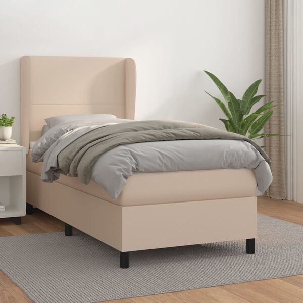 vidaXL Box spring postel s matrac&iacute; cappuccino 80 x 200 cm uměl&aacute; kůže