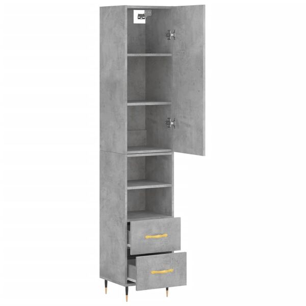 vidaXL Skř&iacute;ň highboard betonově &scaron;ed&aacute; 34,5x34x180 cm kompozitn&iacute; dřevo